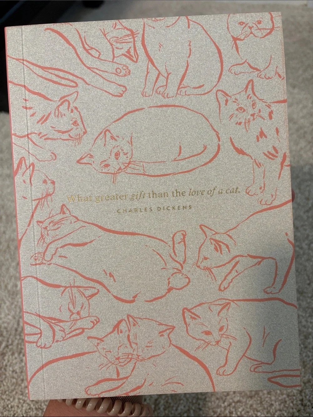 Cat-Themed Journal Notebook in Coral on Cream by